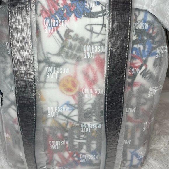 LOVE MOSCHINO White Graffiti Leather Backpack - Picture 7 of 15
